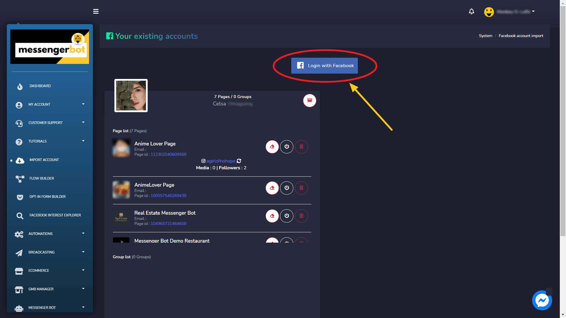 How to Import FB Account & Create a Flow with Visual Flow Builder 2