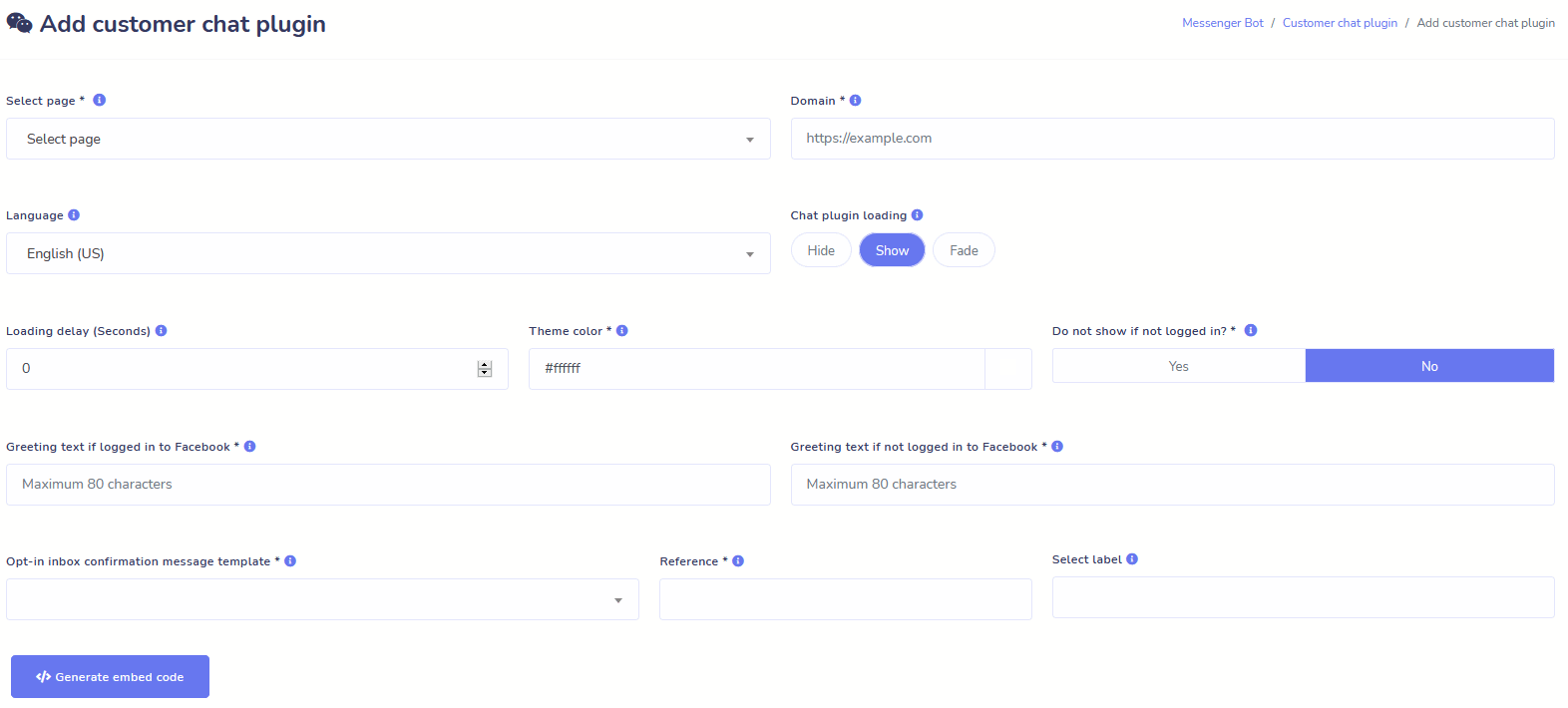 Messenger Bot Customer Chat Plugin