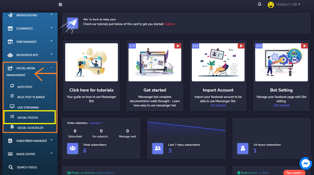 How To Post Campaign with Messenger Bot via Social Posting Features using Text Post 1