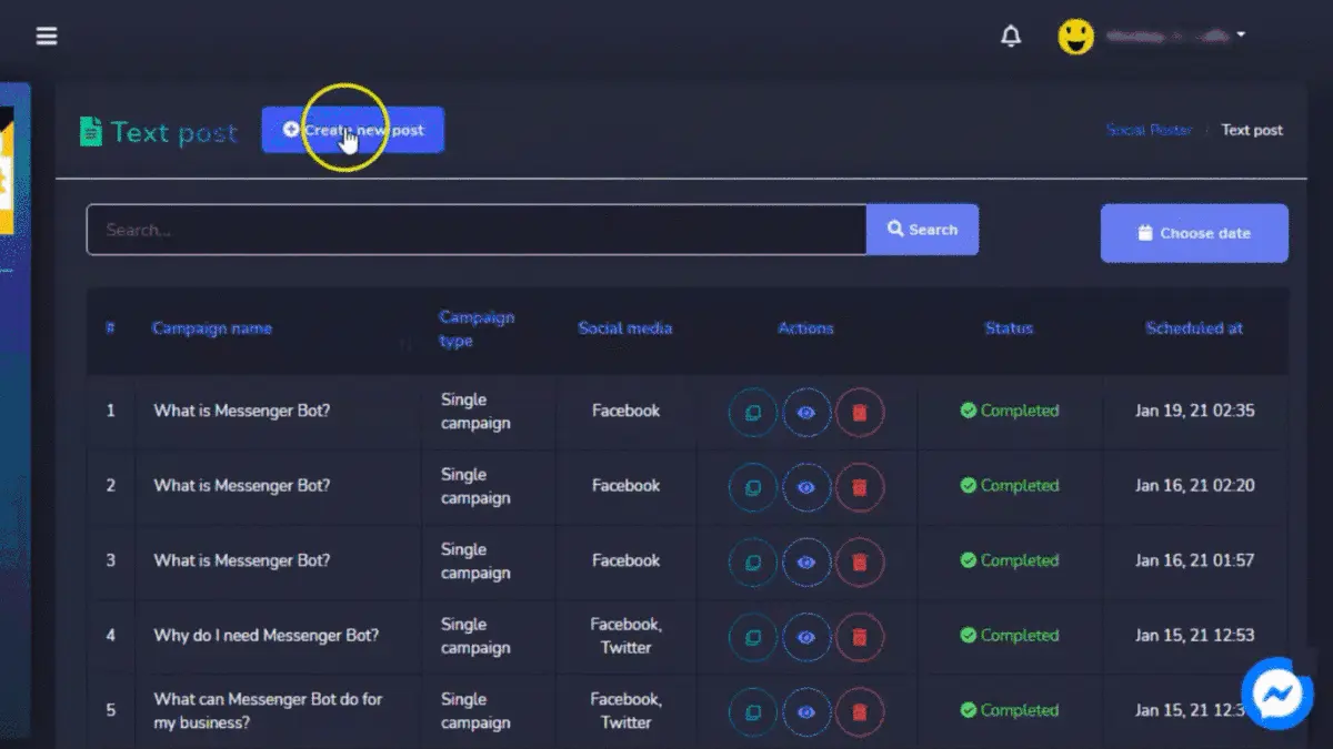 How To Post Campaign with Messenger Bot via Social Posting Features using Text Post 6
