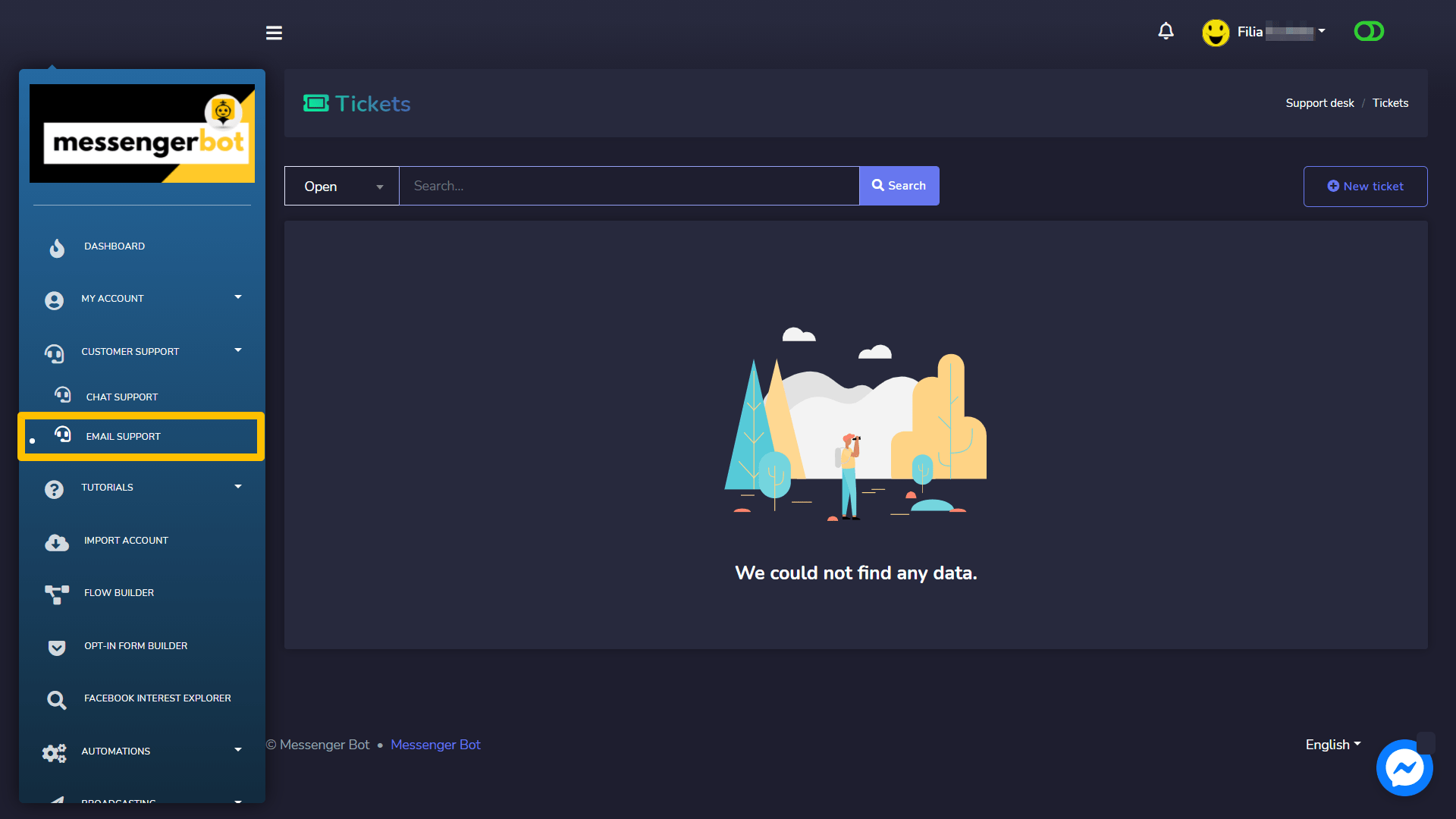 2.0.CustomerSupport Messenger Bot - Support Desk and Logout 9