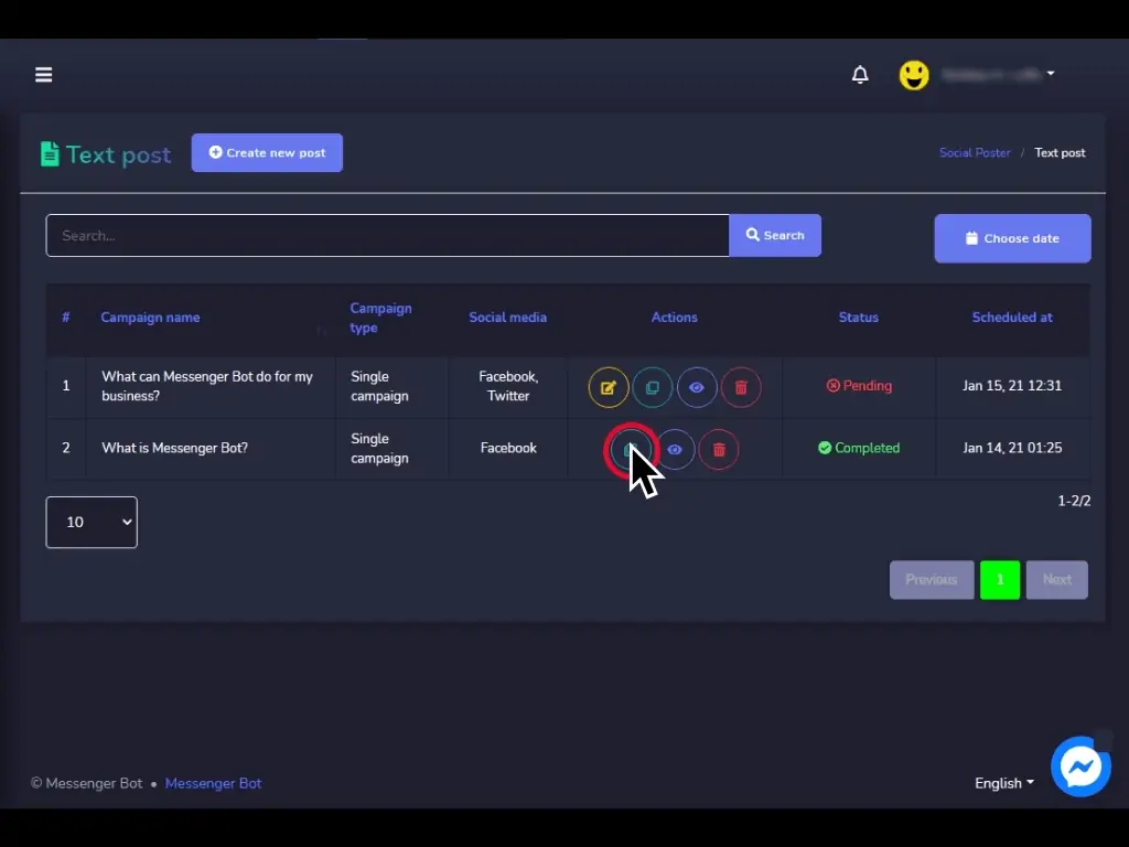 How To Post Campaign with Messenger Bot via Social Posting Features using Text Post 10