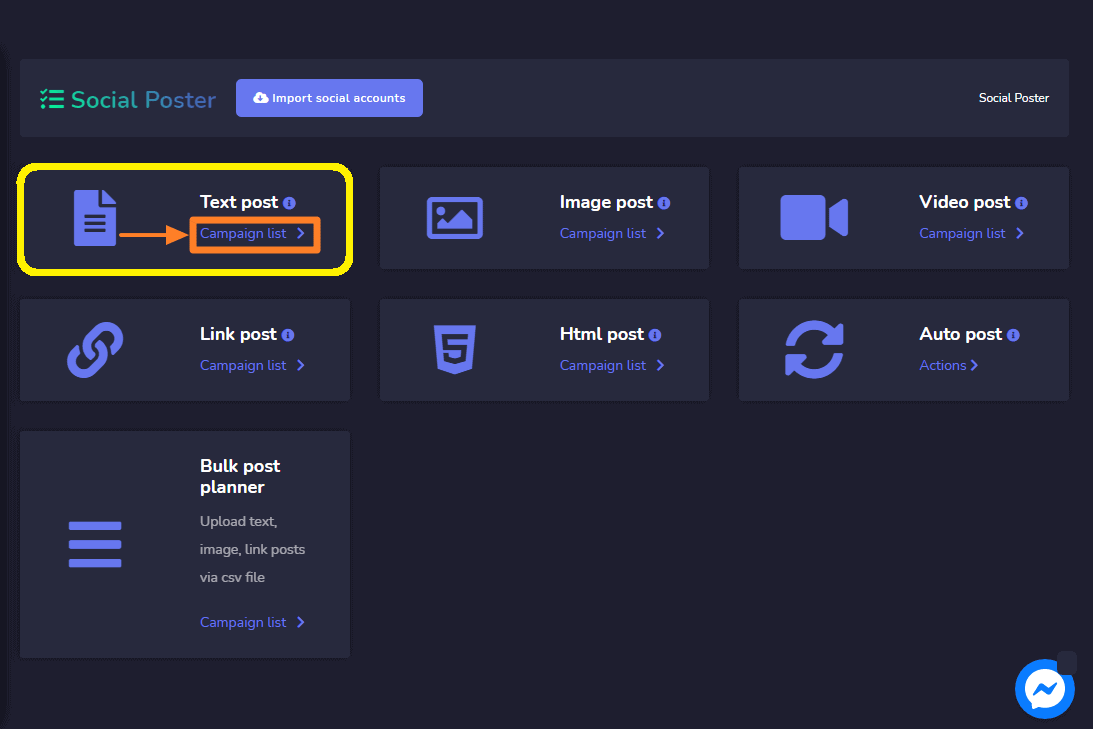How To Post Campaign with Messenger Bot via Social Posting Features using Text Post 5