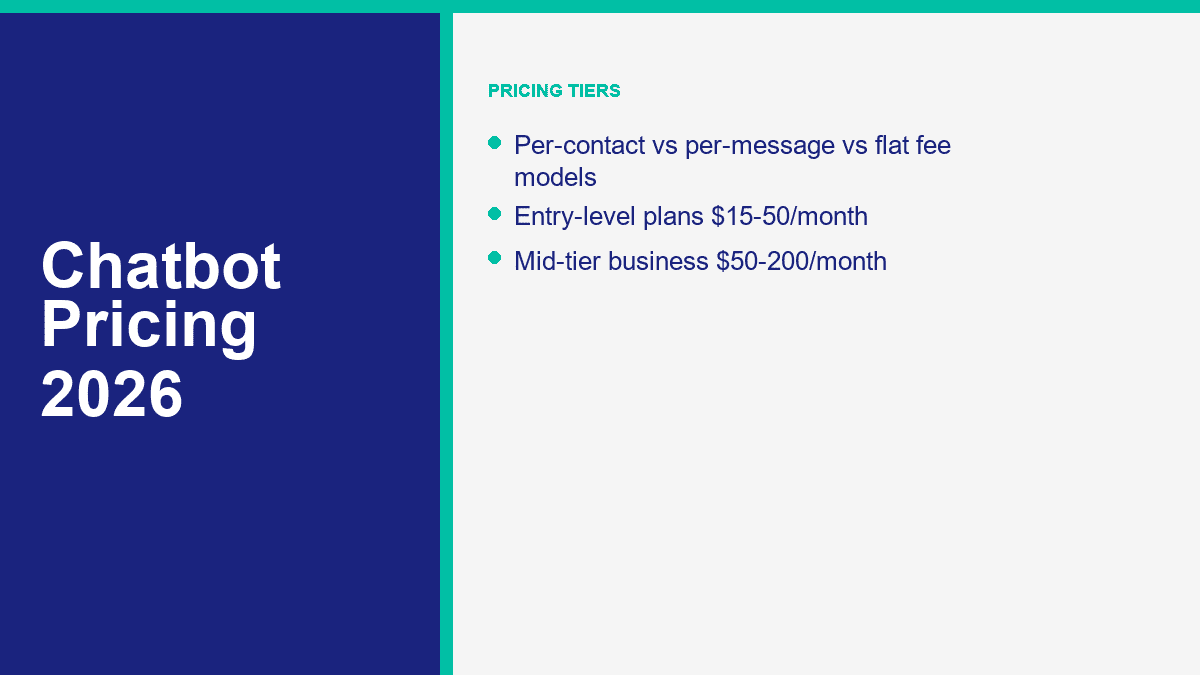 Chatbot Pricing 2026: How Much Does a Chatbot Cost (and When to Upgrade) 1 chatbot pricing tiers