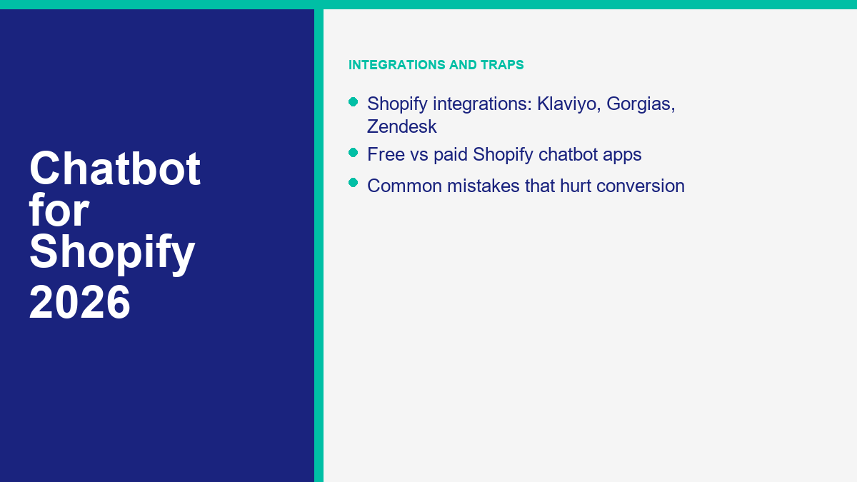 Chatbot for Shopify: Complete 2026 Guide to Automation, Abandoned Cart Recovery, and Support 2 Shopify chatbot integrations