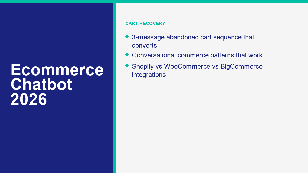 Ecommerce Chatbot: How Shopify, WooCommerce, and BigCommerce Stores Boost Revenue 30% With Automation 1 abandoned cart recovery flow