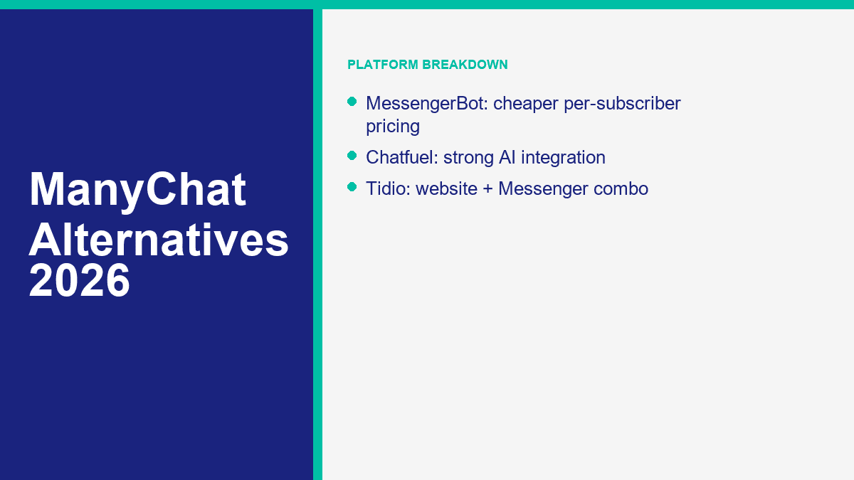ManyChat Alternatives 2026: 8 Messenger Bot Platforms That Match or Beat ManyChat 1 ManyChat alternative comparison