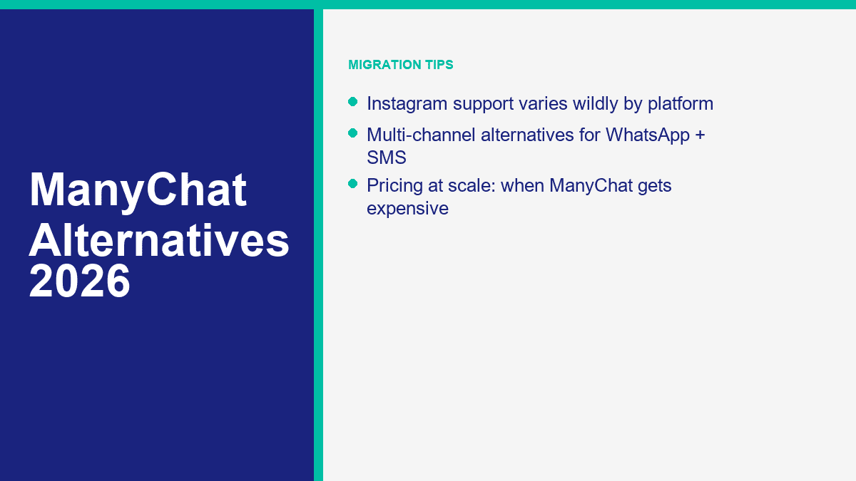 ManyChat Alternatives 2026: 8 Messenger Bot Platforms That Match or Beat ManyChat 2 ManyChat migration guide