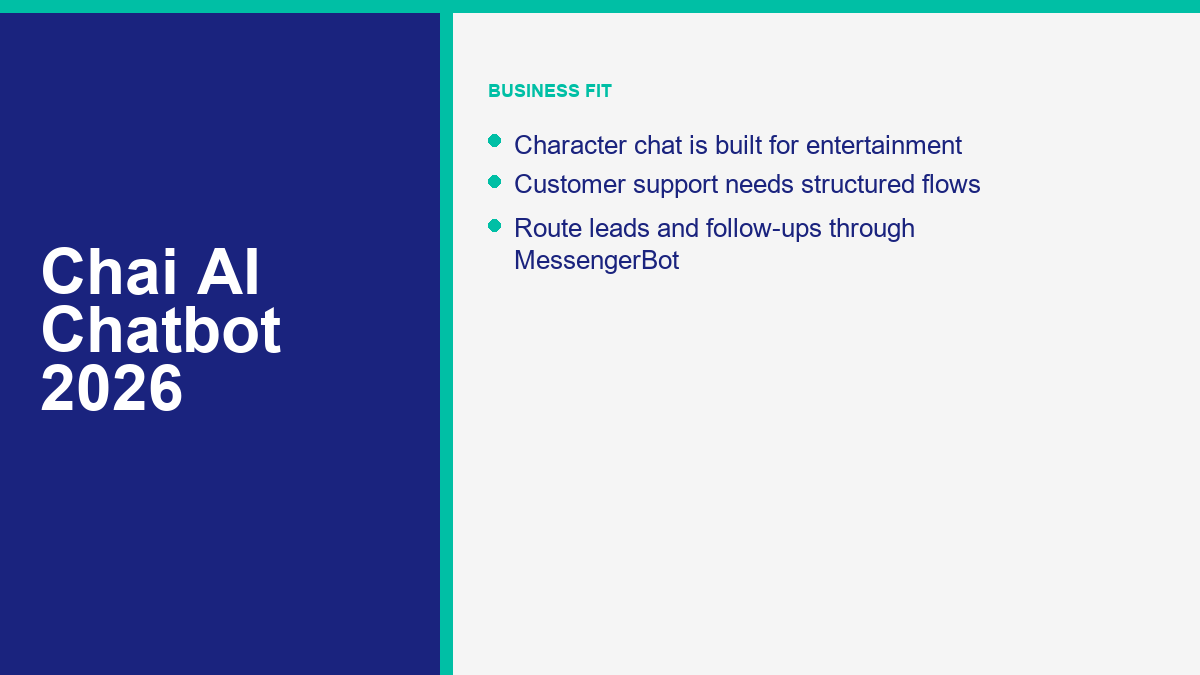 Chai AI Chatbot 2026 Review: Features, Safety, Costs, and Better Alternatives 2 Chai AI alternatives and MessengerBot business automation comparison in 2026