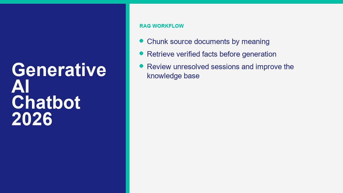 Retrieval augmented generation workflow for business chatbots