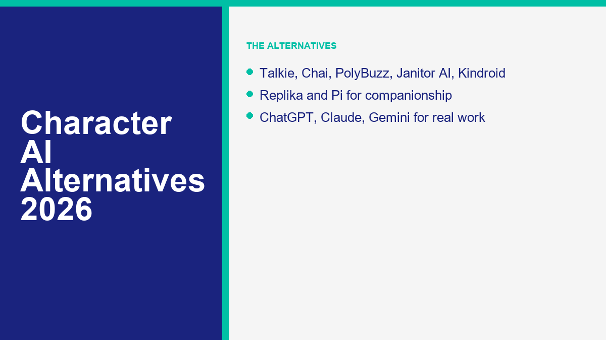 Character AI Alternatives in 2026: The Best Apps Like Character.AI 1 Character AI alternatives compared in 2026