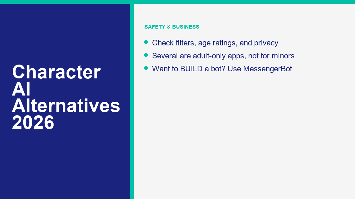 Character AI Alternatives in 2026: The Best Apps Like Character.AI 2 Character AI alternatives safety and business chatbot options