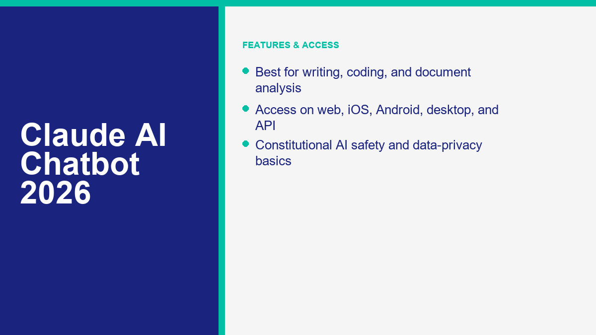 Claude AI Chatbot in 2026: Features, Models, Pricing, Safety, and Best Alternatives 1 Claude AI features and access options in 2026