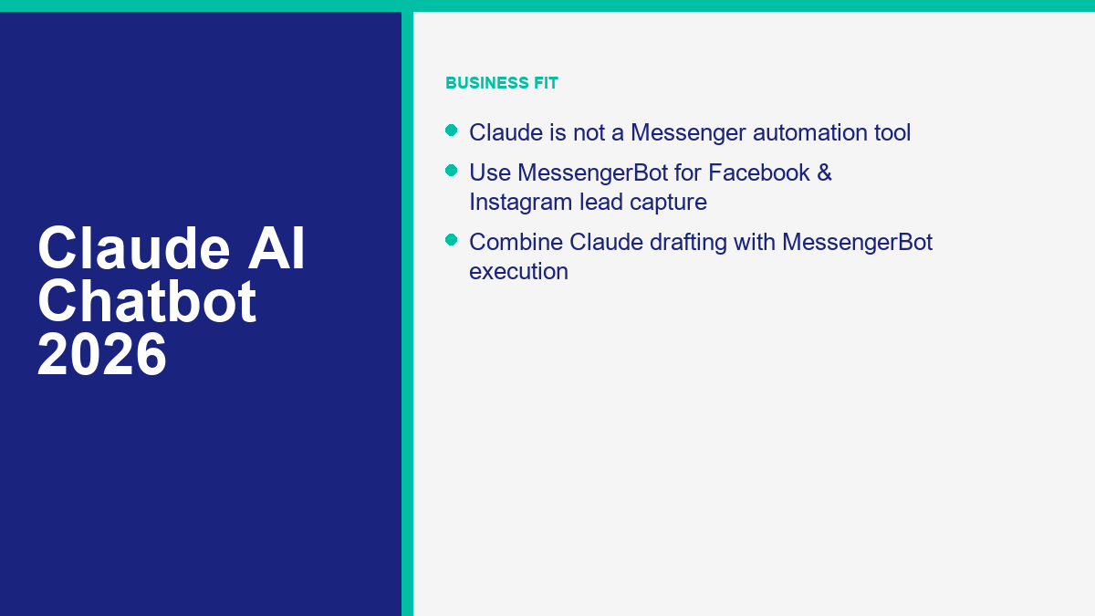 Claude AI Chatbot in 2026: Features, Models, Pricing, Safety, and Best Alternatives 2 Claude AI versus MessengerBot for business automation