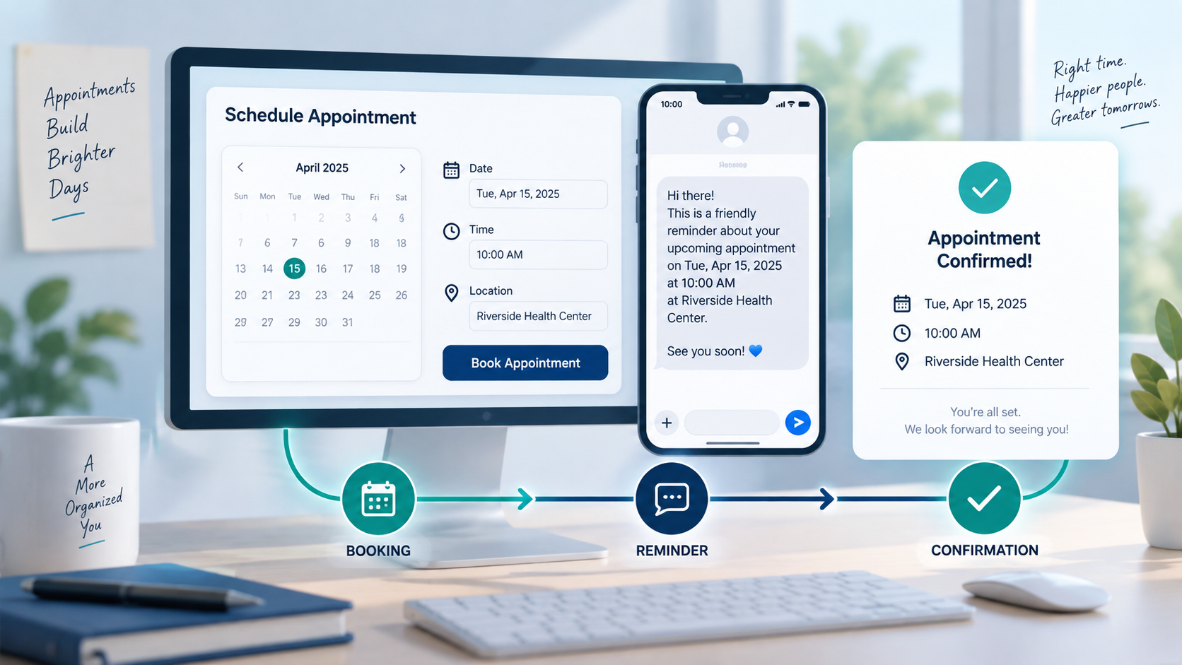 Appointment reminder workflow from booking to confirmation